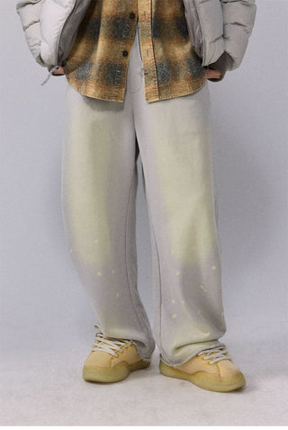 [Monterest] Washed Splatter Fleece-Lined Straight Pants