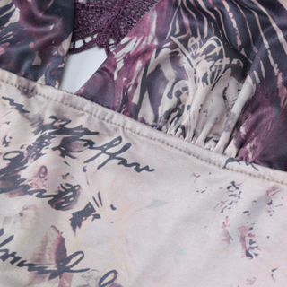 Cross back v neck spaghetti strap print mini dress