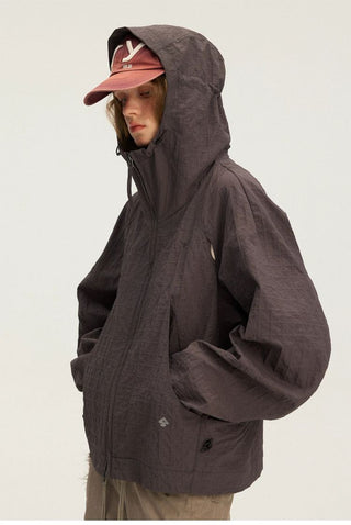 [Monterest] Textured Plaid Hooded Jacket