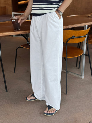 Libero Pigment Linen Long Wide Pants