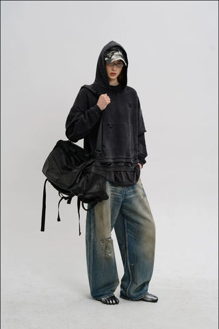 [MASONPRINCE] Washed Layered Long Tee / Hoodie