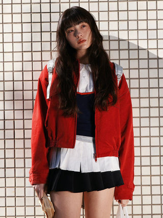 [Moromoro2] Washed Cotton Cropped Jacket