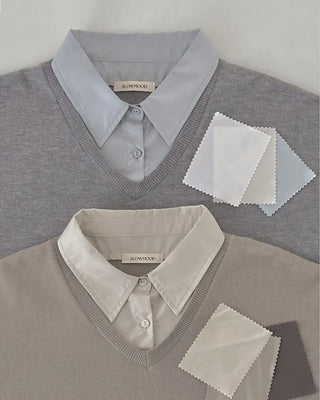 Shirt-layered knit