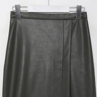 Leather maxi slit skirt