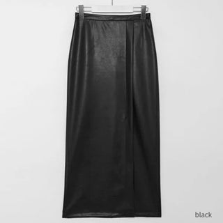 Leather maxi slit skirt