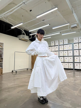 [NEVERSEEZ] Asymmetric Pocket A-Line Pleated Skirt