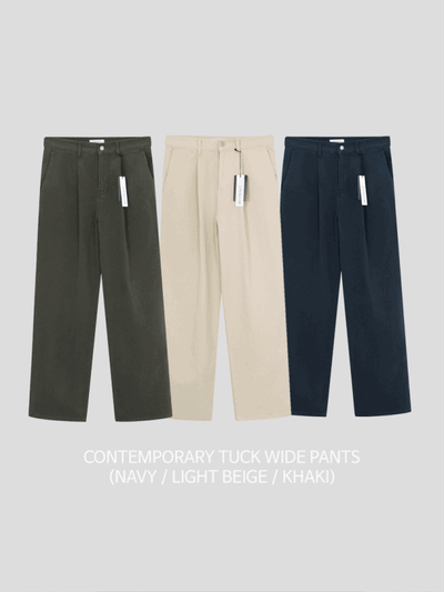 contemporary tuck wide pants