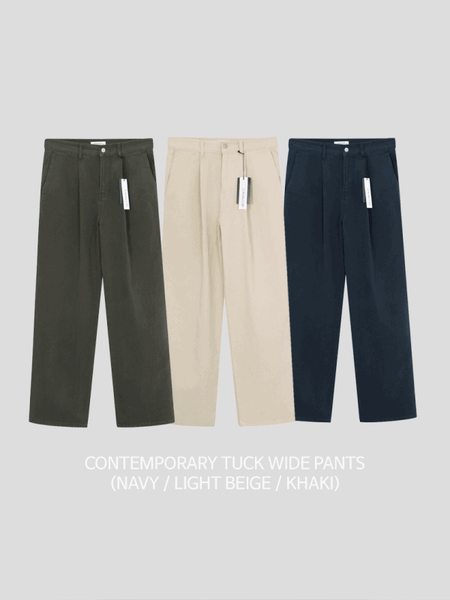 contemporary tuck wide pants