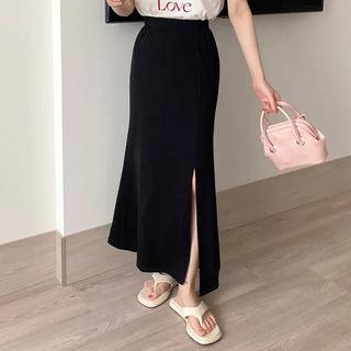 mue ribbed slit skirt