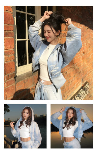 [NOTAWEAR] Sand Washed Cropped Hooded  Jacket