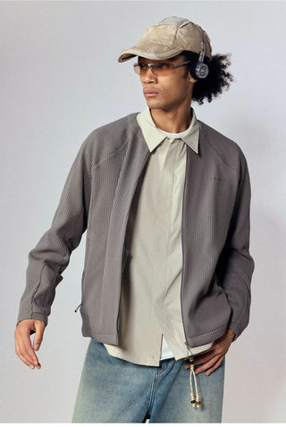 [Monterest] Waffle Knit Zip-Up Cardigan Jacket