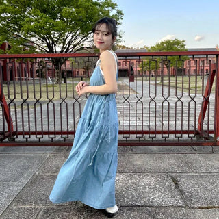 String denim camisole dress