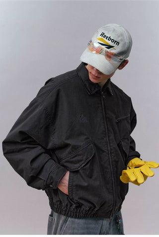 [Monterest] Washed Cotton Work Jacket with Leather Collar