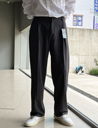 Golden Fit Elastic Waist Single-Pleat Slacks (3 colors)