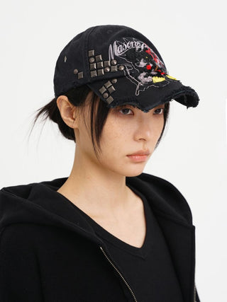 [MASONPRINCE] Graffiti Bear Distressed Baseball Cap