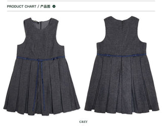 [Moromoro2] Layered Collegiate Pleated Vest  Dress