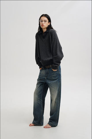 [MASONPRINCE] Faux Two-piece Polo Sweater