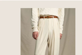 [CULTUM] Wool Blend Double Pleat Tapered Trousers