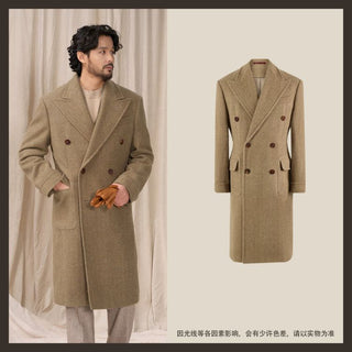 [CULTUM] Heavyweight Wool Herringbone Polo Coat