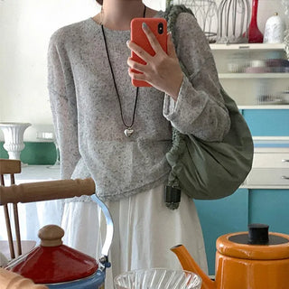 Linen long-sleeved T-shirt