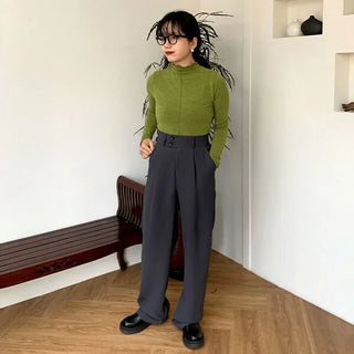 Wide-button slacks