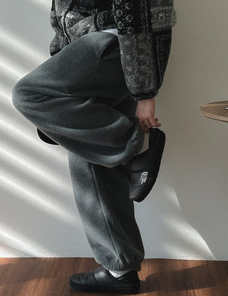 Belted Fleece Wide Jogger Pants (3 colors)
