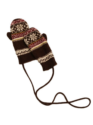 [Moromoro2] Fair Isle Knit Mittens with  Strap