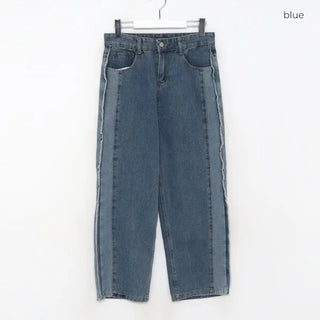 Side fringe denim pants