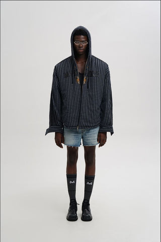 [MASONPRINCE] Embroidered Plaid Jacket