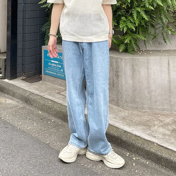 Wide denim pants