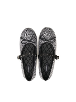 [Moromoro2] Rhinestone Bow Ballet Flats