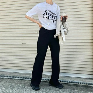 Pleated semi-bootcut pants