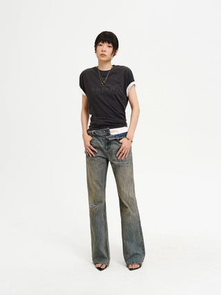 [MASONPRINCE] Mirror Logo Print Slim Fit T-Shirt