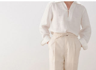 [CULTUM] Linen Blend Drawstring Pants