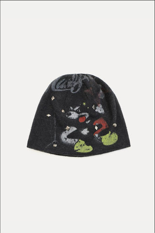 [MASONPRINCE] Studded Bear Print Knit Beanie