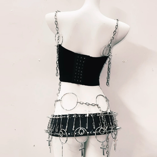 O ring metal chain rivet cami top