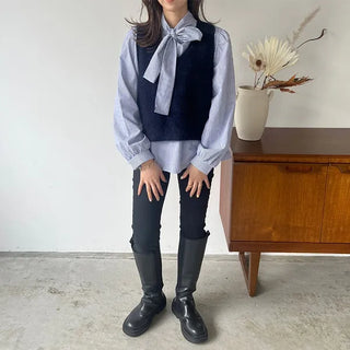 Back Ribbon Angora Vest