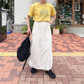 Side-shirred nylon skirt