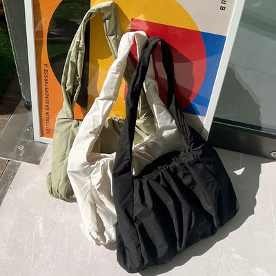 Shirring Daily Nylon Shoulder Bag