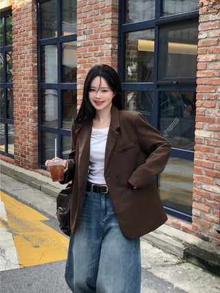 Suede button jacket