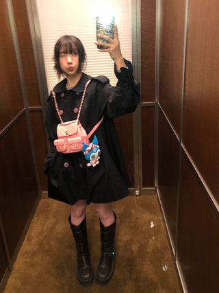 [Moromoro2] Wool Blend Doll Collar Trench  Coat