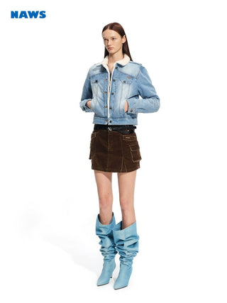 [NOTAWEAR] Washed Corduroy Cargo Mini Skirt
