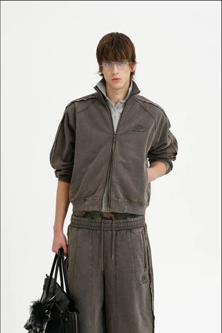 [MASONPRINCE] Washed Raw Edge Knit Set in Elephant Gray