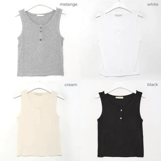 Ribbed button tank top