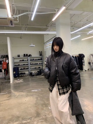 [NEVERSEEZ] Cropped Puffer Down Jacket