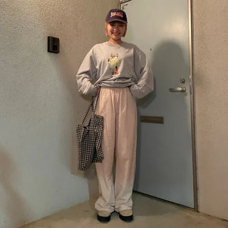 Summer nylon elastic waist pants