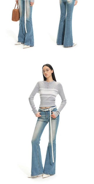 [NOTAWEAR] Striped Slim Fit Wool Blend Knit  Top