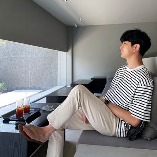 Real striped short-sleeve t-shirt (high Q)