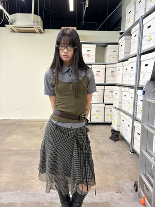 [NeverSeez] Ribbed Button-Front Cami Top