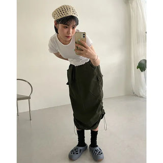 Nylon cargo skirt